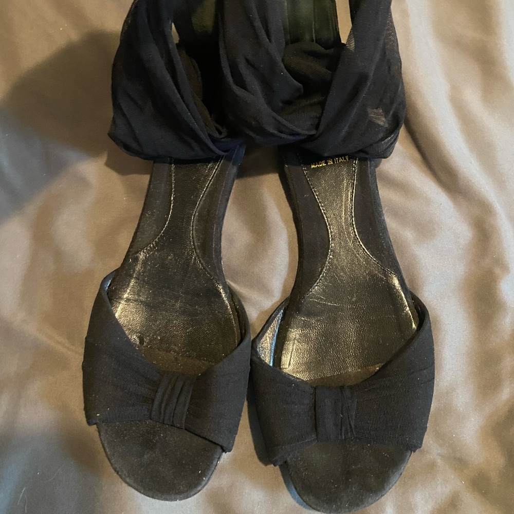 Vintage Fendi open toe flats with ankle strap